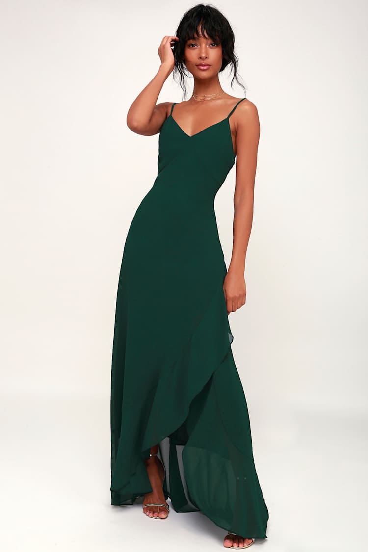 green emerald velvet dress Kennedy Blue Devin Bridesmaid Dress – Wedding Shoppe main image 1