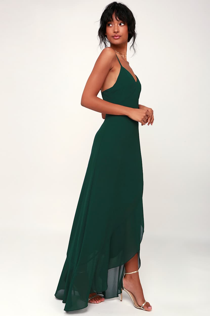 expressed permission dress forest green Lovely Maxi - Maxi Dress - Ruffled Maxi Dress forest green prom dress