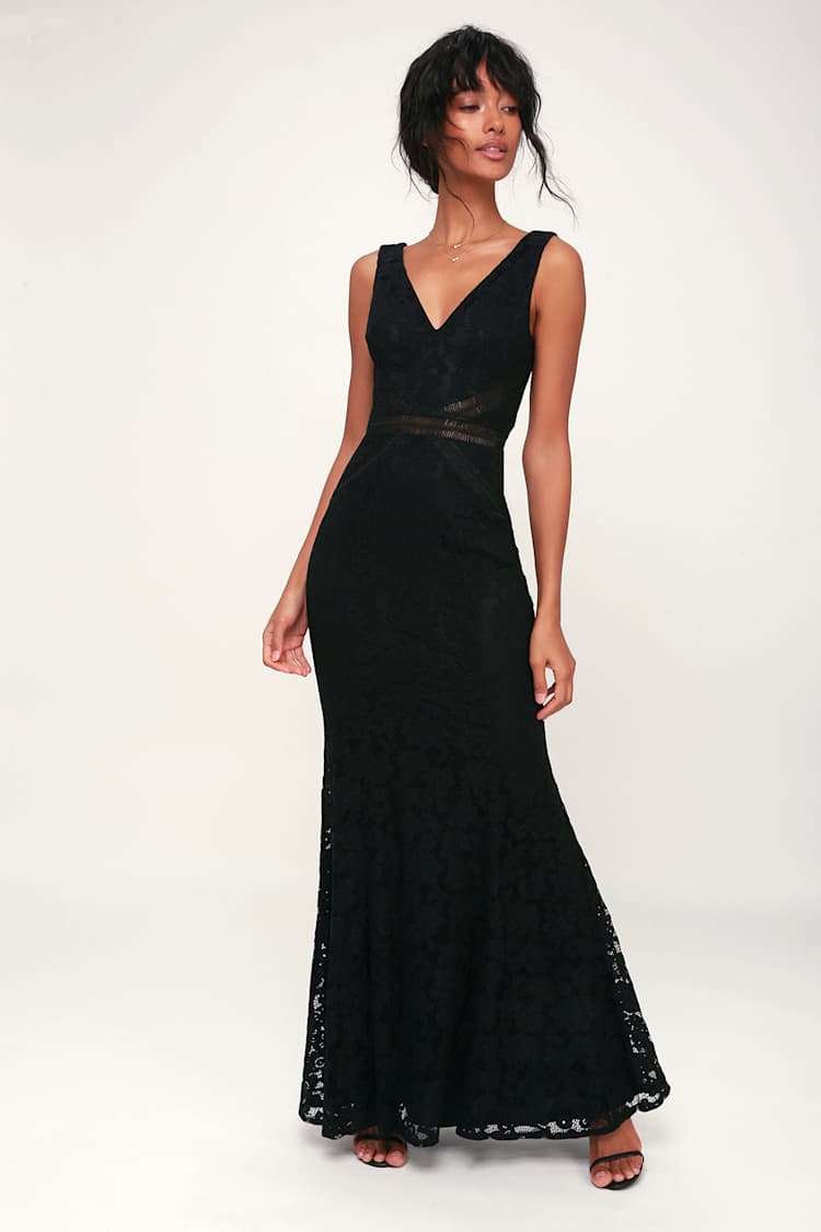 princess polly lace black dress Inki Lace Maxi Dress Black Polka Dot
