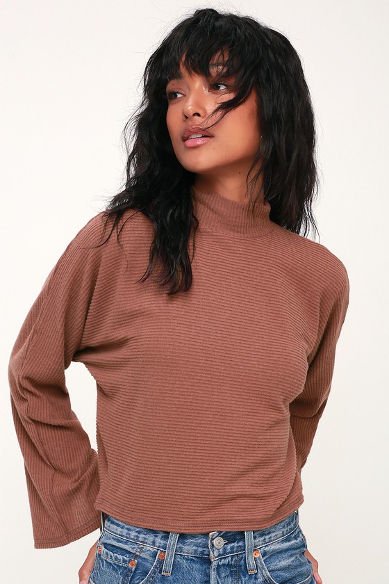 Rust mock online neck sweater