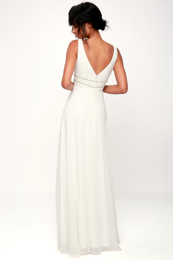 Stunning Maxi Dress White Maxi Dress Rhinestone Wedding Dress