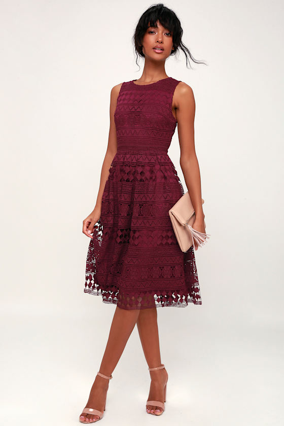 PASSION PLUM WOVEN LACE MINI DRESS
