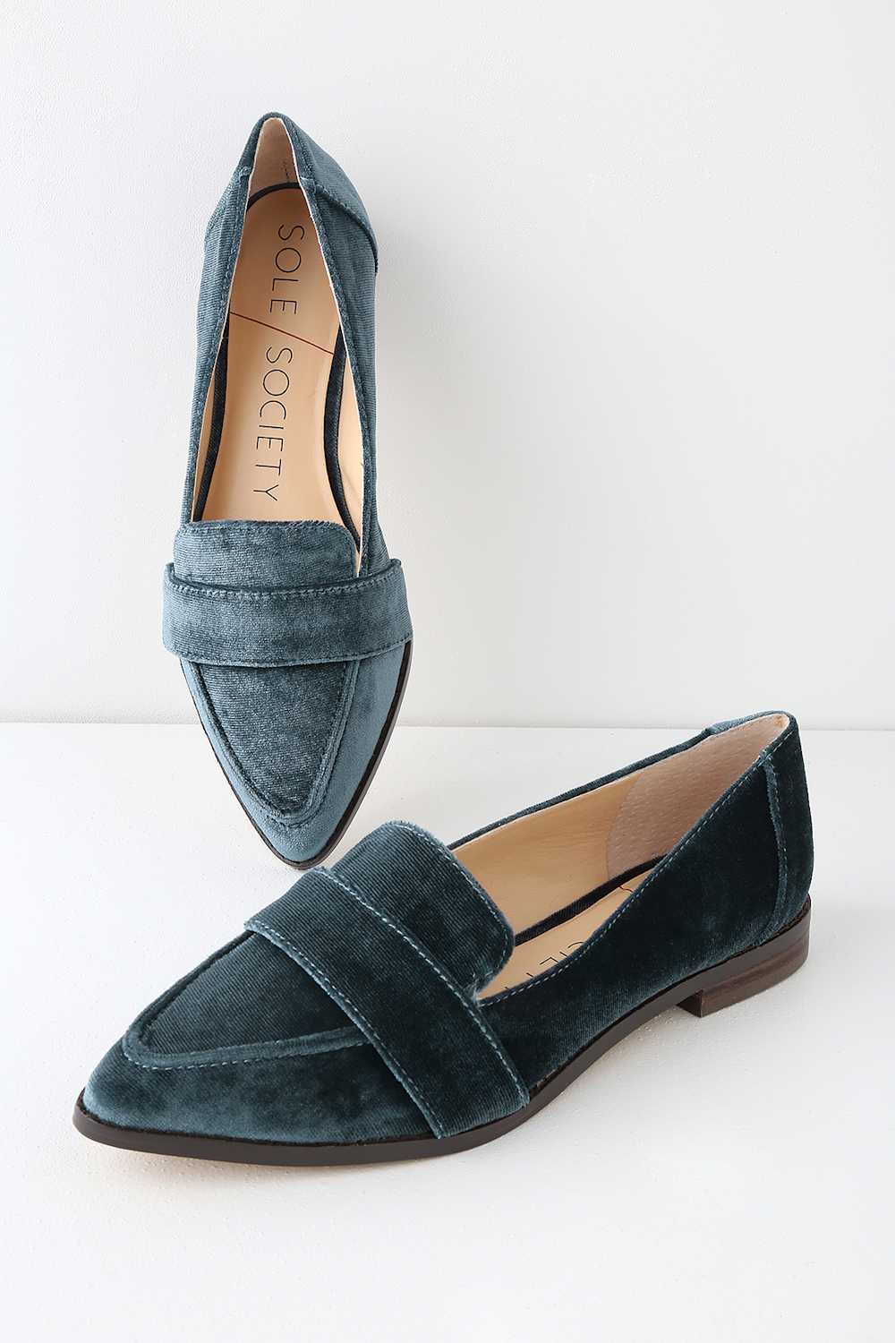 Edie Cloud Blue Velvet Loafers