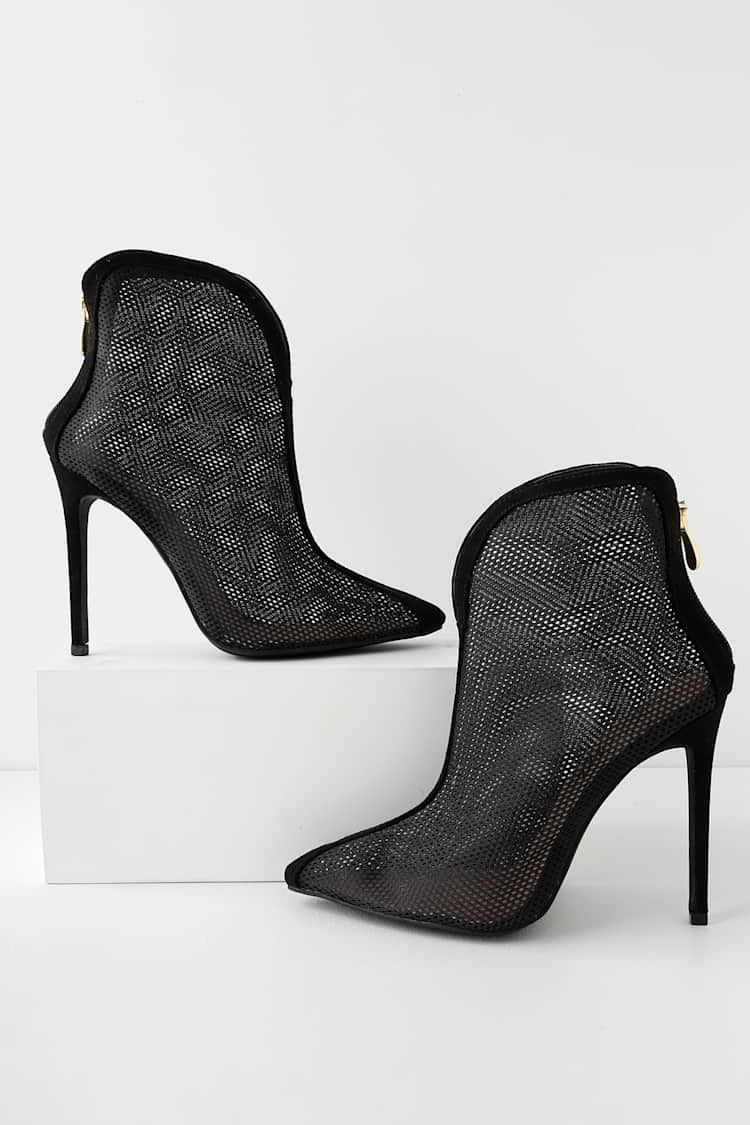 mesh booties black