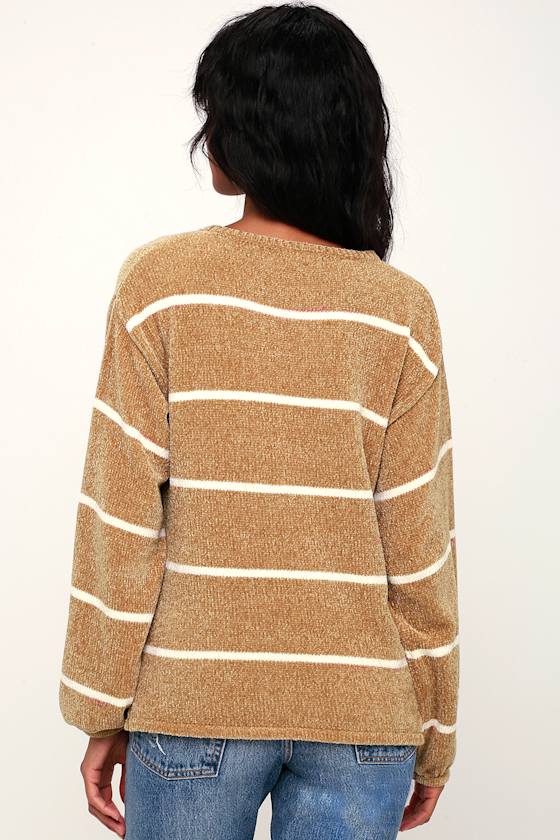 tan and white striped sweater