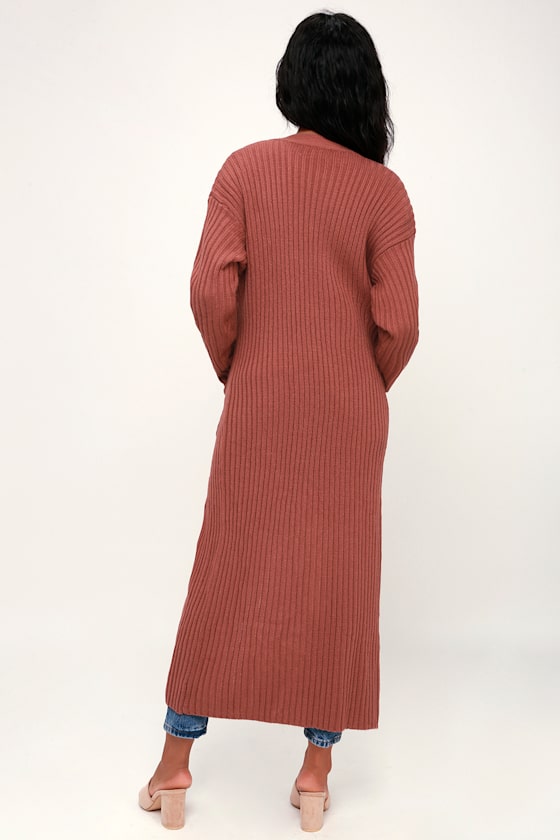 Roman Rusty Rose Long Cardigan Sweater 5
