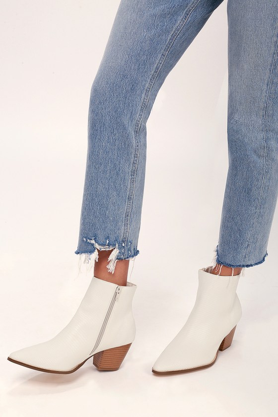 ivory leather bootie