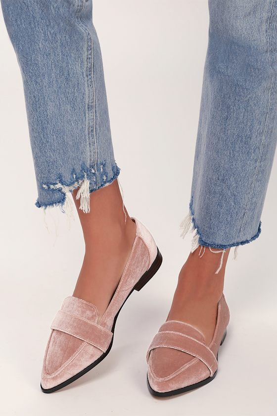 Edie Moonlight Mauve Velvet Loafers 5