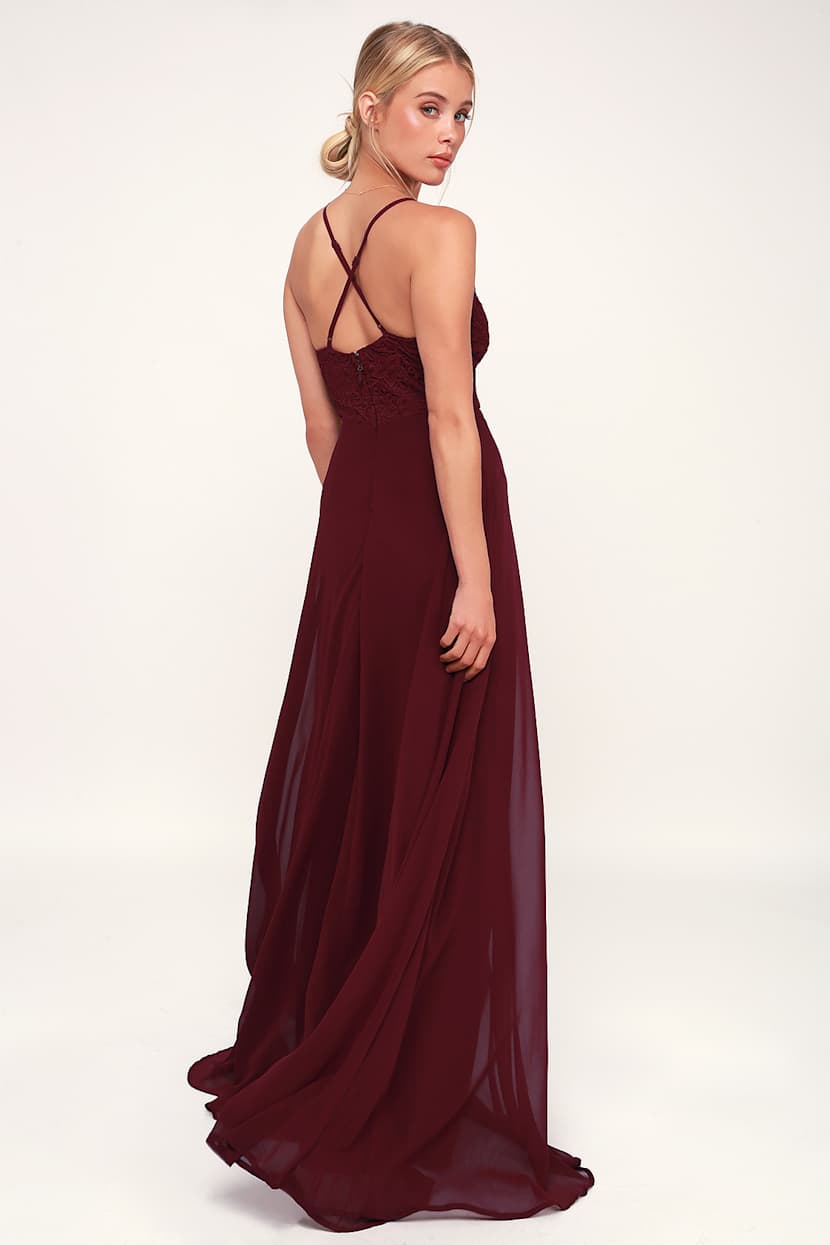 dance all evening burgundy lace maxi dress Pretty - Maxi Dress - Bridesmaids Dress contemporary detail