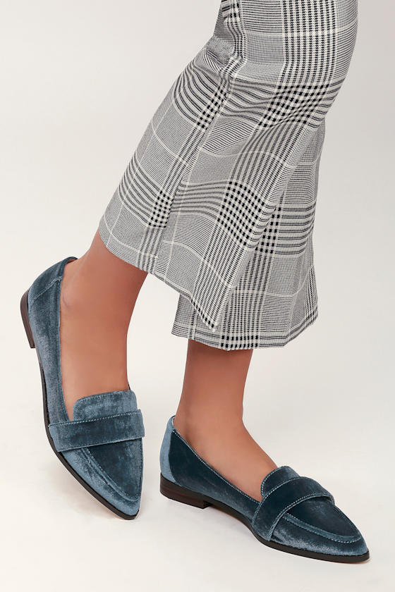 Edie Cloud Blue Velvet Loafers 2