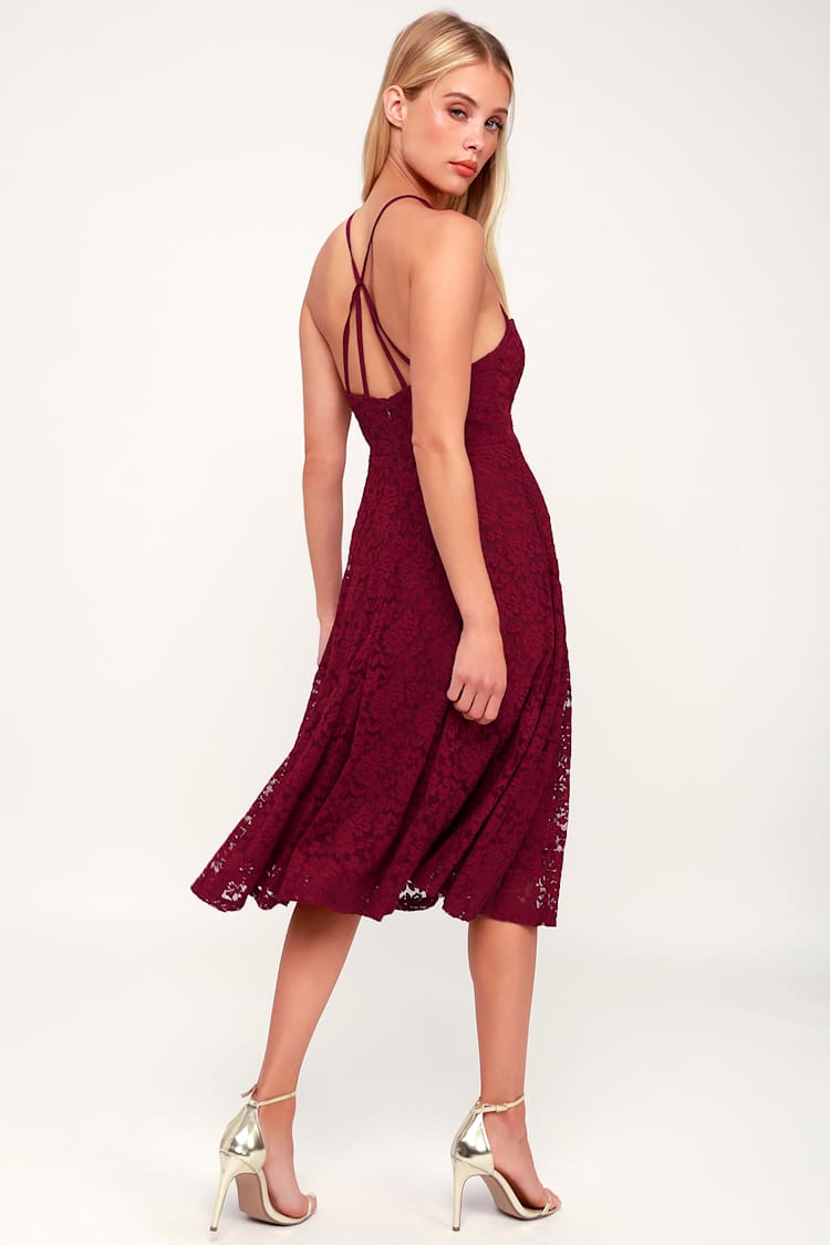 lulus burgundy lace dress Lovely - Dress - Midi Dress - Strappy Dress sleep Bold Icon Cutout Bodycon Color:Baby Pink* Elegant crochet lace (in