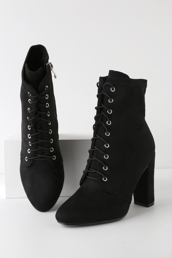 black suede lace up boots