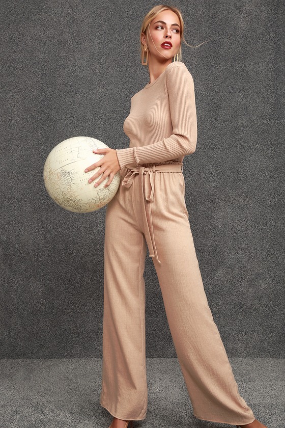 wide leg tan pants