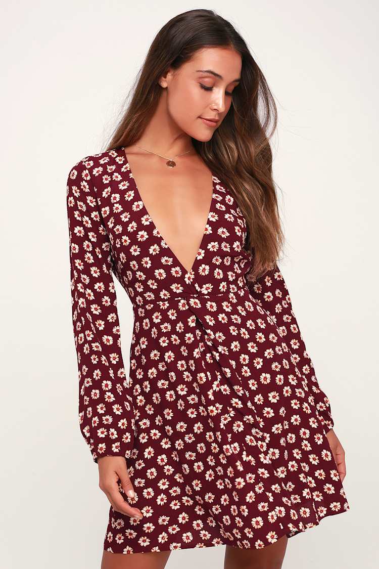 lululemon brunch dress Doen Maxi Dress Begonia Burgundy Floral Print Cotton Size Medium Long –  Celebrity Owned main image 0