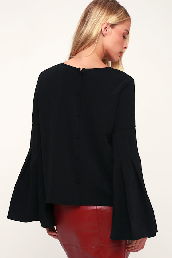 Boardroom Belle Black Bell Sleeve Top 2
