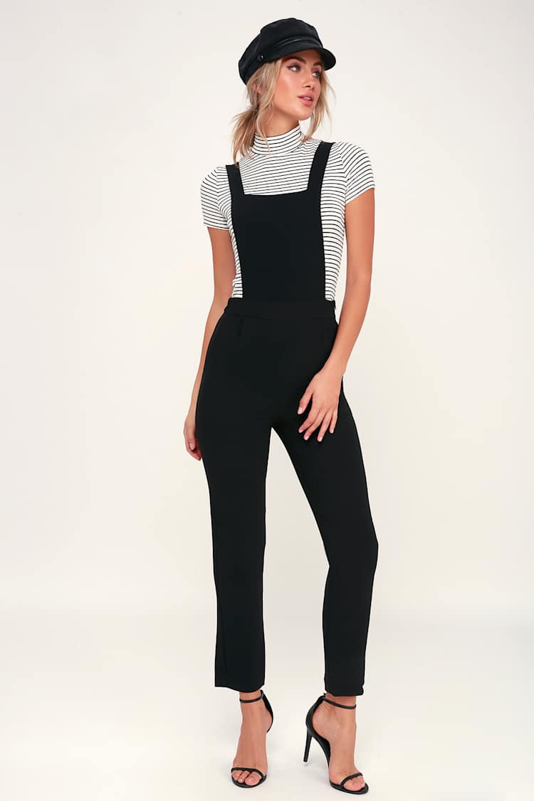 Black Elegant Overalls For Women