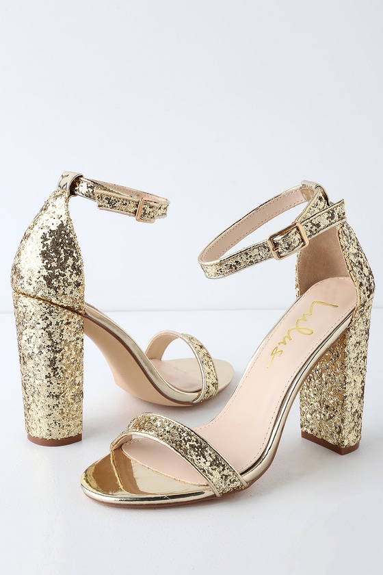 gold sequin high heels