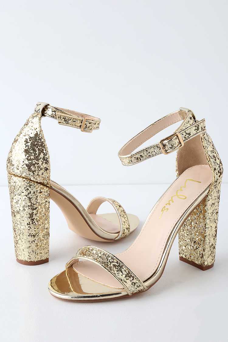 Gold Glitter High Heels