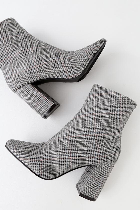 My Generation Plaid High Heel Mid-Calf Boots 1