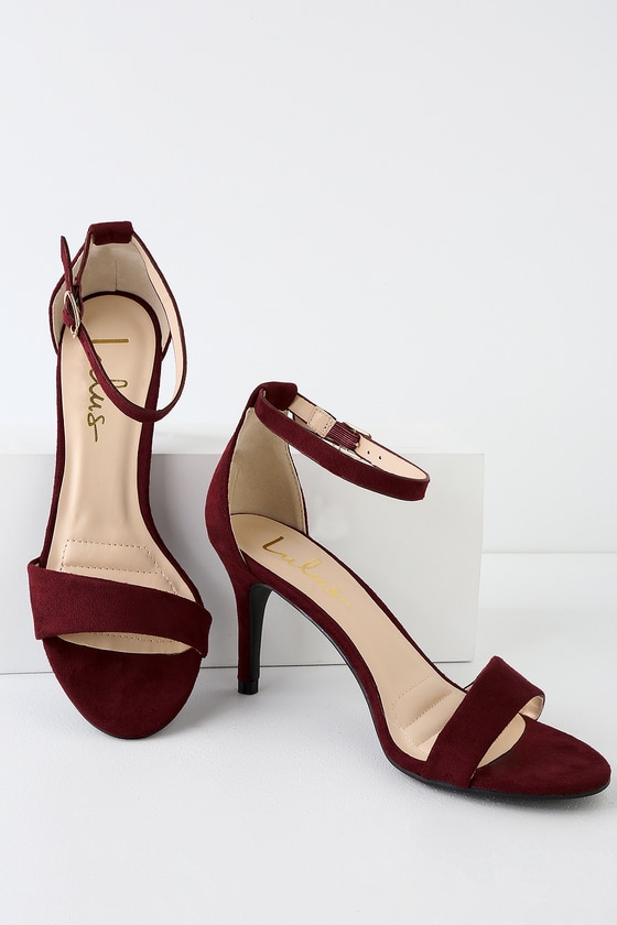 Burgundy Ankle Strap Heels 