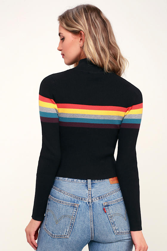 Loki Black Striped Ribbed Sweater Top 5