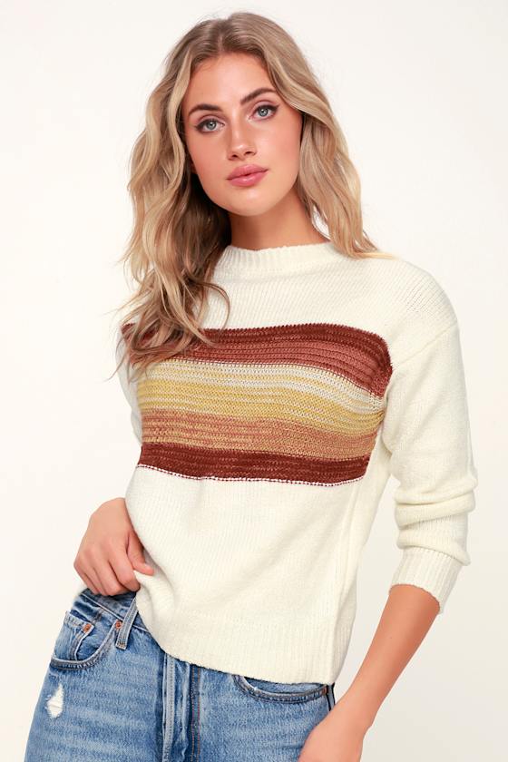 Nina Rust Multi Striped Knit Sweater 3