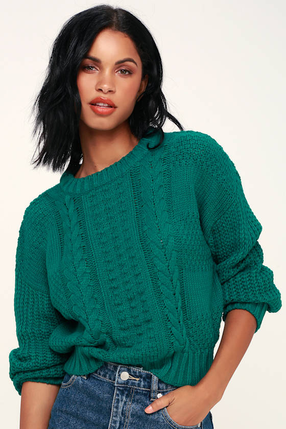 Whistler Jade Green Cable Knit Sweater 3