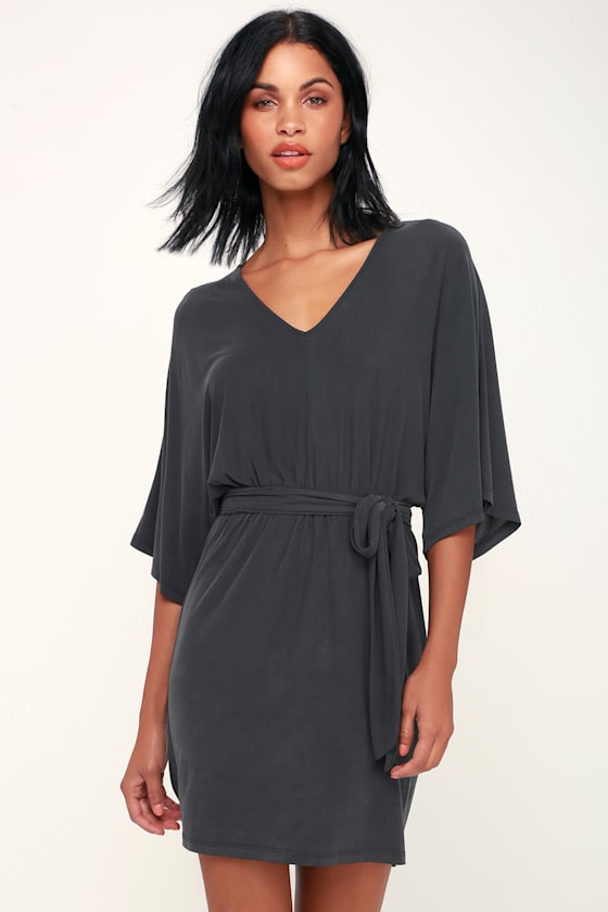 Joss Washed Black Kimono Sleeve Mini Dress 2