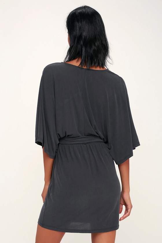Joss Washed Black Kimono Sleeve Mini Dress 5
