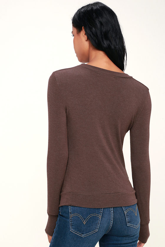 Project Social T Blair Brown Long Sleeve Top Knit Top Lulus
