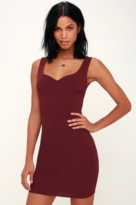 Sexy Burgundy Dress Bodycon Dress Sleeveless Dress Lulus