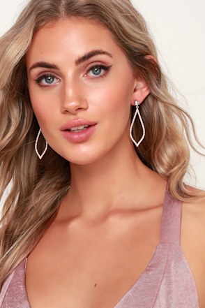 rose gold dress earrings Stunning - Rose Gold Rhinestone Earrings strappy-sandals-menu