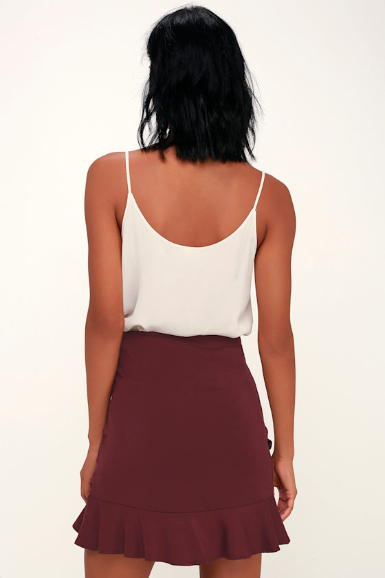 Mabel Burgundy Ruffled Mini Skirt 5