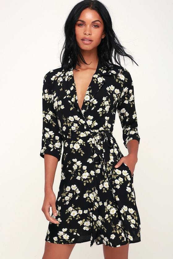 black and white floral dress