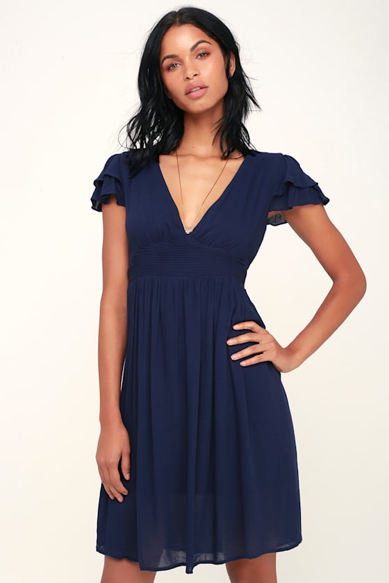 Amiga Navy Blue Short Sleeve Dress 3