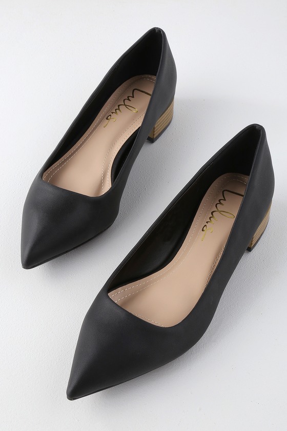 low heel pointed toe pumps