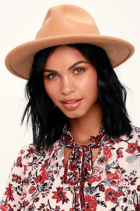 Lulus Tan Hat WideBrim Hat Burgundy Fedora Hat