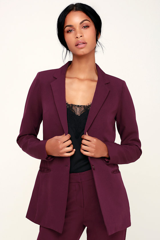 Chic Plum Purple Blazer Classic Blazer Structured Blazer Lulus