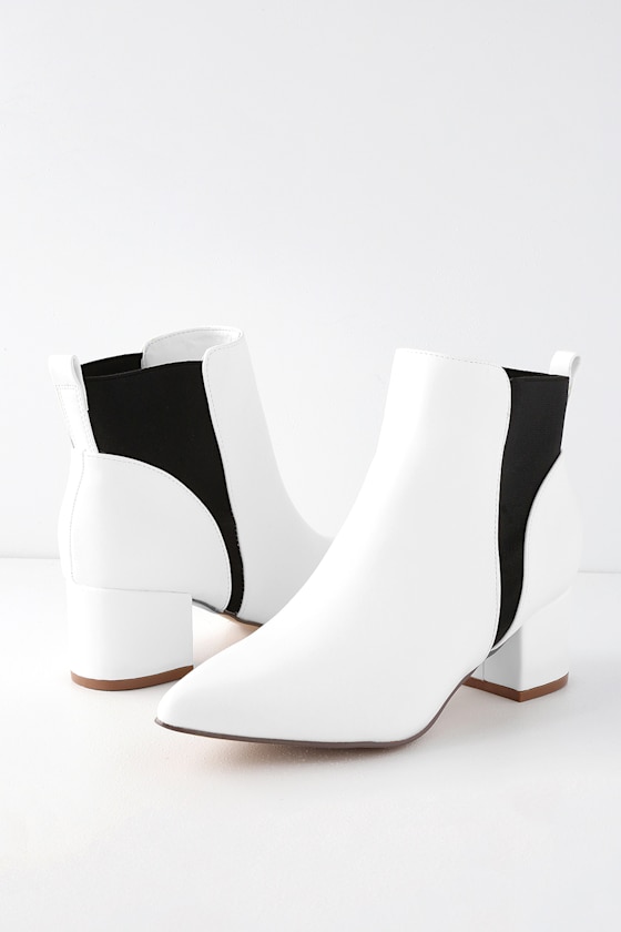 Chase White Pointed Toe Ankle Booties 1
