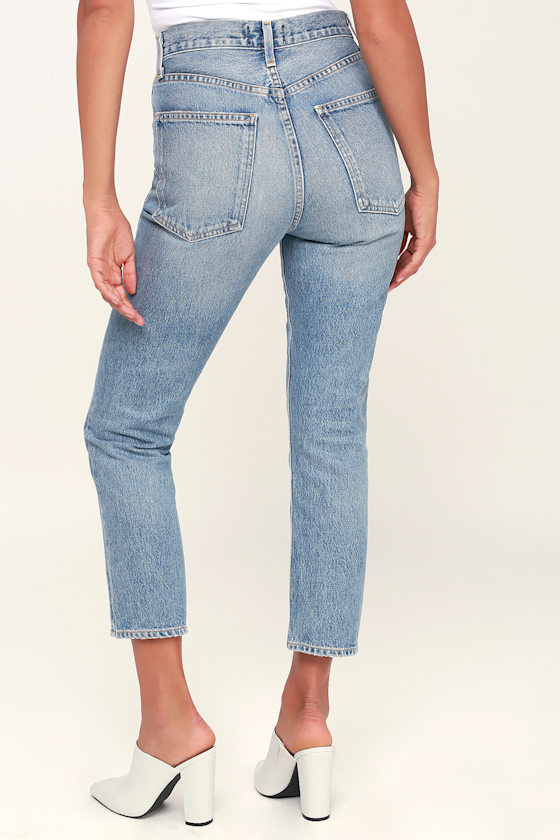 Palmer Light Wash High-Waisted Straight Leg Jeans 3