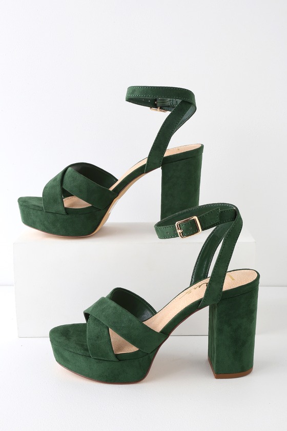 Dark Green Suede High Heel Wedge Shoes | Tajna Shoes – Tajna Club