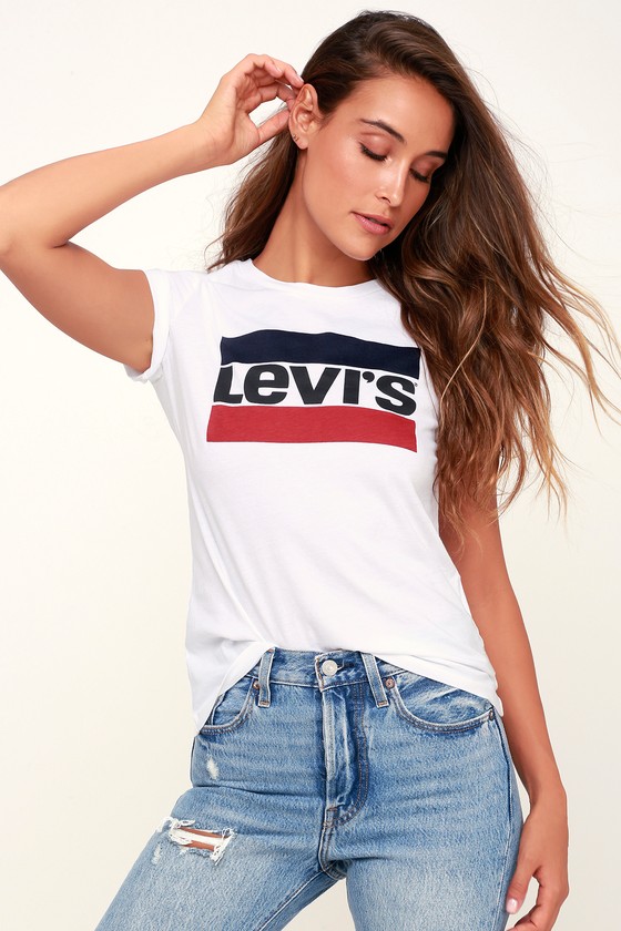 levis white logo t shirt