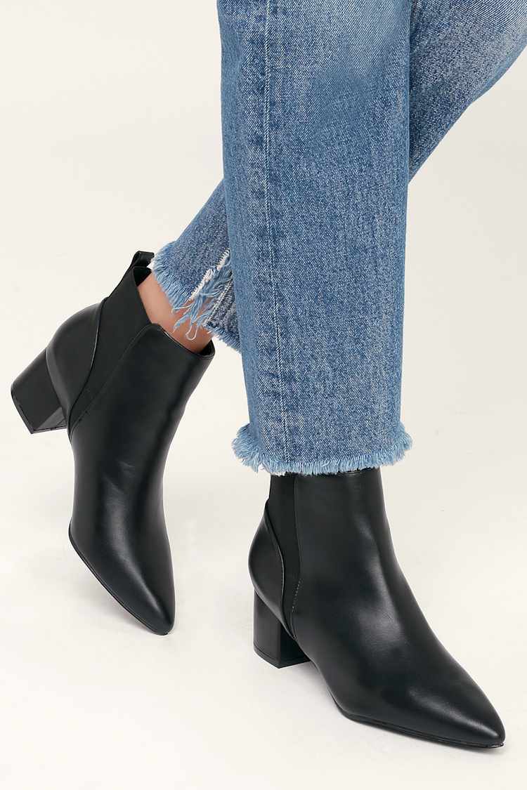 womens black pointed toe booties