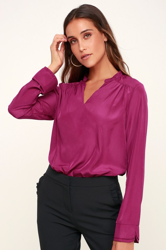 Chic Magenta Top - Magenta Long Sleeve Top - Blouse - Office Top - Lulus