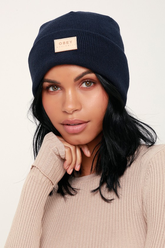 Obey Briean Beanie - Navy Blue Beanie - Knit Beanie - Lulus