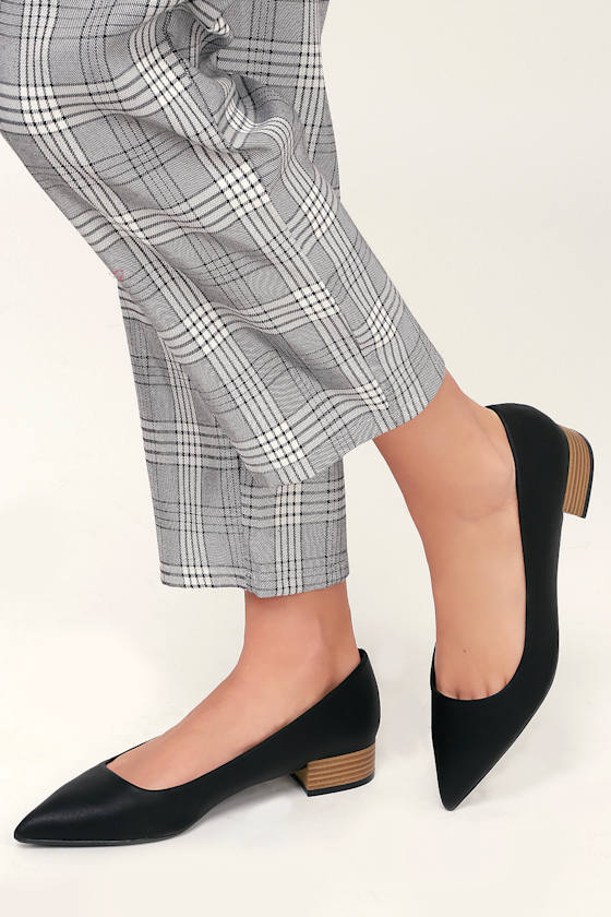 Alessia Black Low Pointed-Toe Heels 2