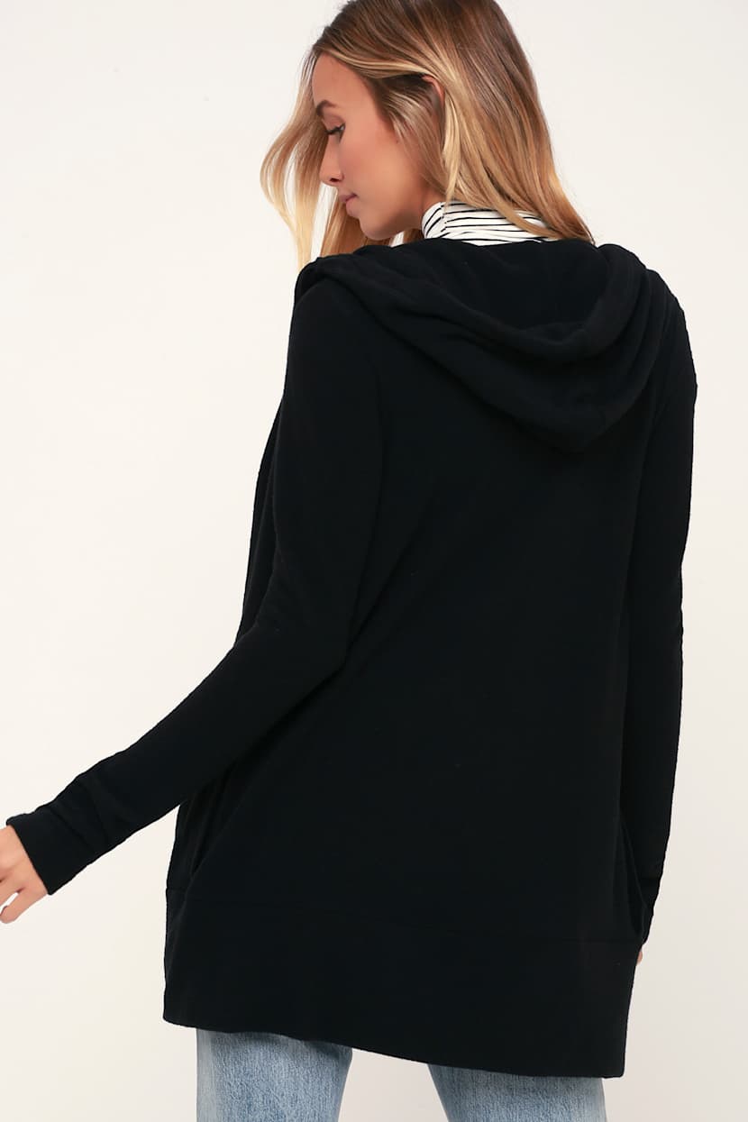 Z Supply Soft Spun Knit Cardigan - Black Sweater - Hoodie Sweater - Lulus