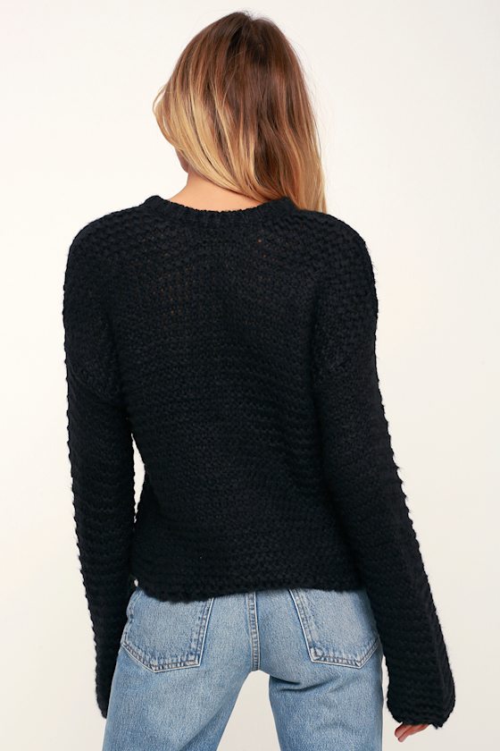 Kyla Black Balloon Sleeve Knit Sweater 5
