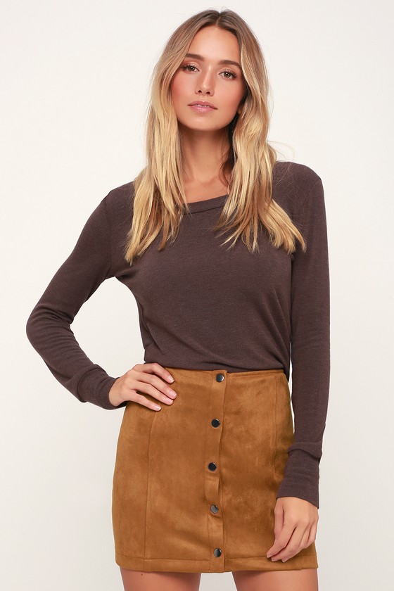 Jack By BB Dakota Can't Buy Me Love - Suede Skirt - Tan Skirt - Lulus