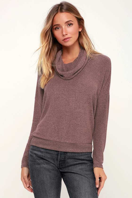 The Marled Mauve Cowl Neck Sweater 3